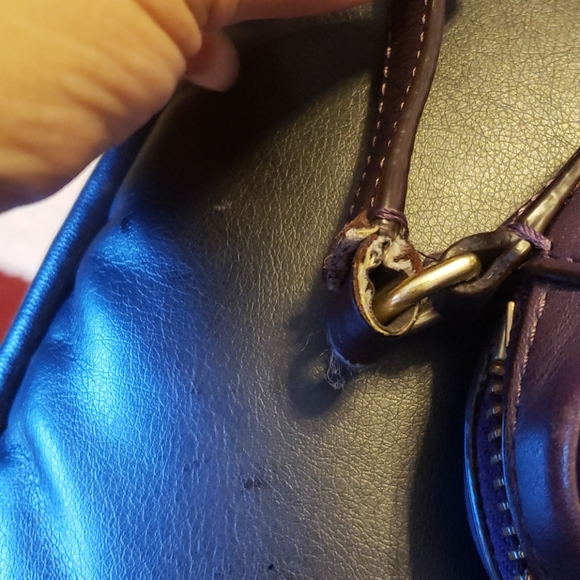 Purple Coach bag with gold strap. - Picture 2 of 5